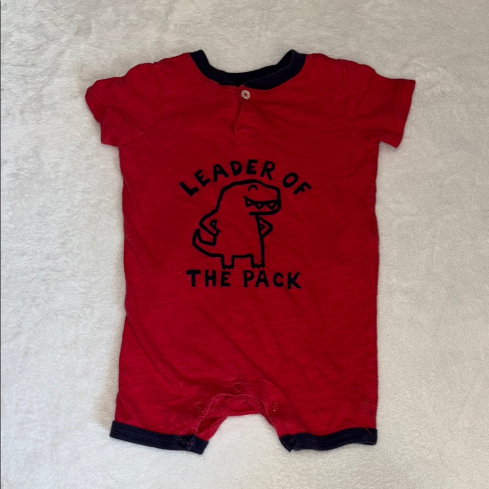 (3 for $10) Red Dinosaur Print One Piece romper